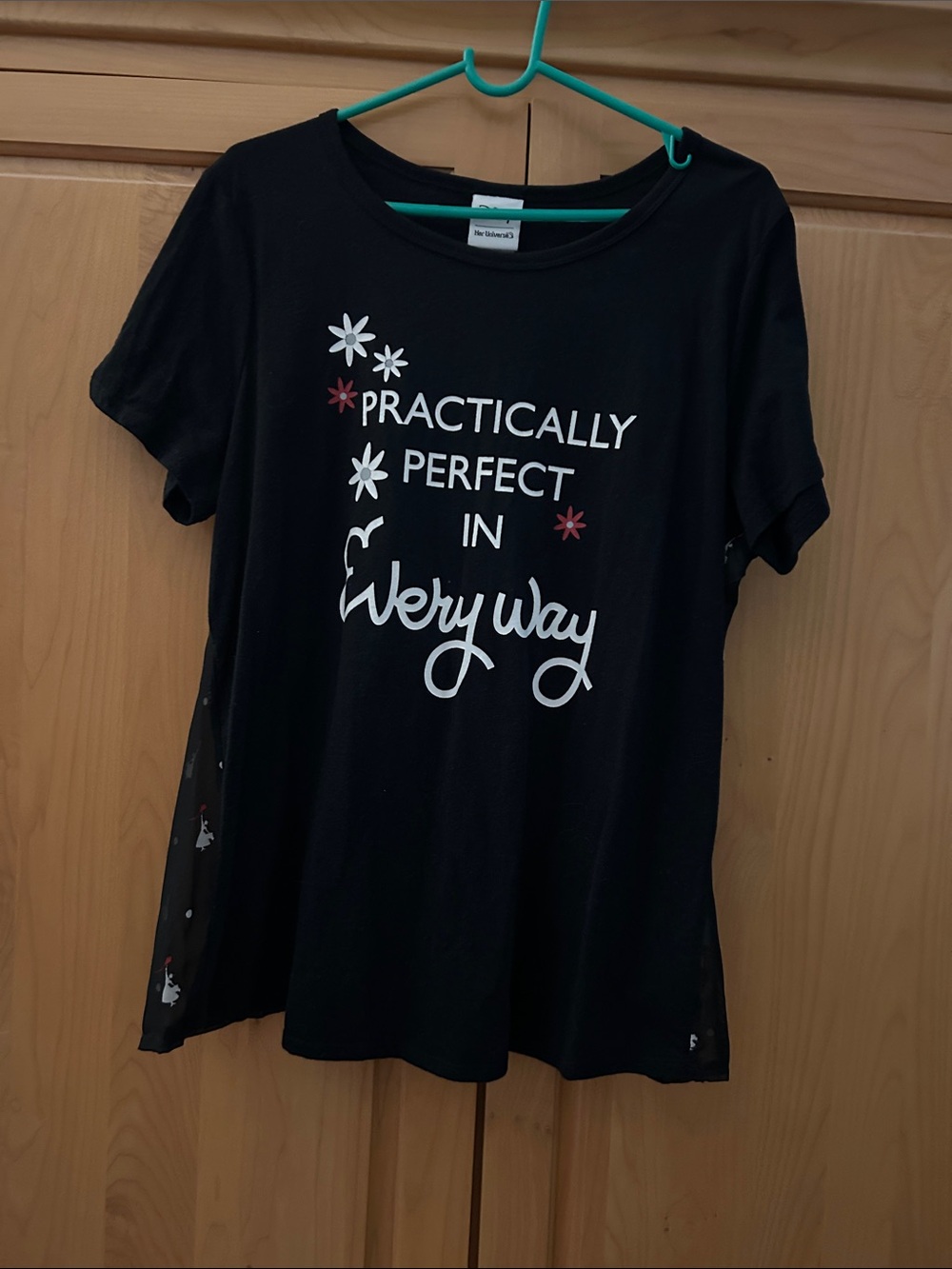 Practically Perfect In Every Way Black Graphic Tee Adult size XL